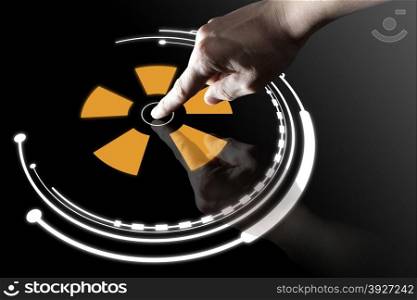 finger touch virtual button with black background