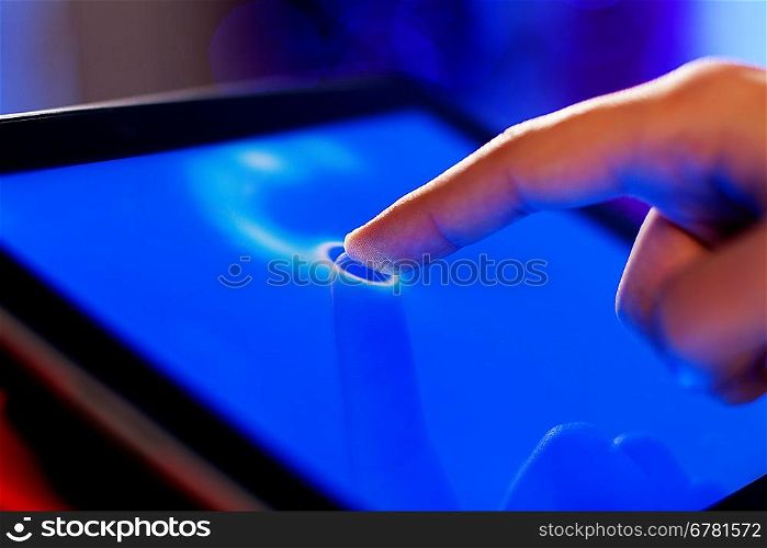 Finger touching screen