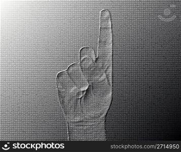 Finger-Up Hand - Silver / Metalic hand gesture artwork.