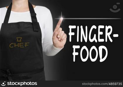 fingerfood touchscreen is operated by chef background. fingerfood touchscreen is operated by chef background.