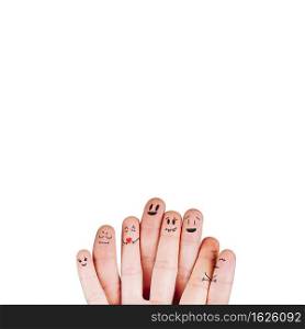 fingers with various faces