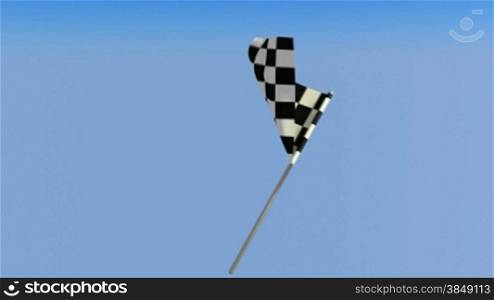 Finish &#8211; Loopable waving checkered flag over blue sky