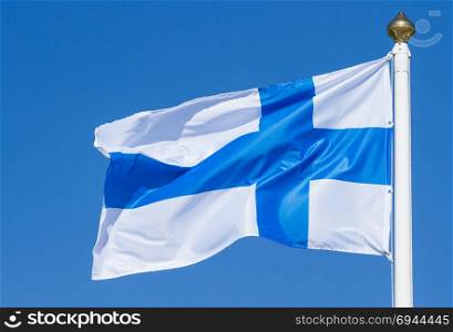 Finland flag blowing in the wind