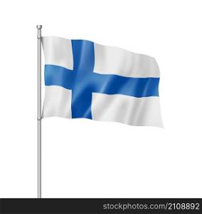 Finland flag, three dimensional render, isolated on white. Finnish flag isolated on white