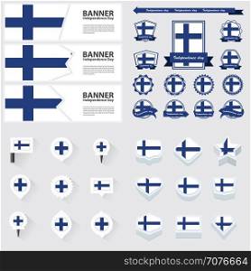 finland independence day, infographic, and label Set.