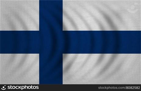 Finnish national official flag. Patriotic symbol, banner, element, background. Correct colors. Flag of Finland wavy with real detailed fabric texture, accurate size, illustration