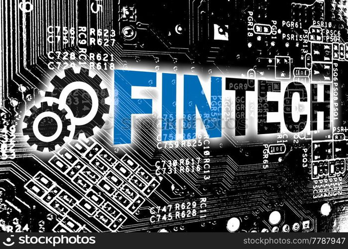 Fintech with circuit board concept background.. Fintech with circuit board concept background