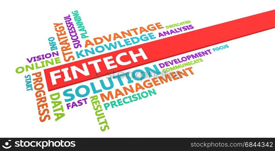 Fintech Word Cloud Concept Isolated on White. Fintech Word Cloud. Fintech Word Cloud
