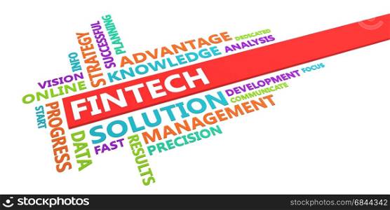 Fintech Word Cloud Concept Isolated on White. Fintech Word Cloud. Fintech Word Cloud