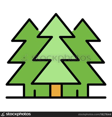 Fir tree forest icon. Outline fir tree forest vector icon color flat isolated. Fir tree forest icon color outline vector
