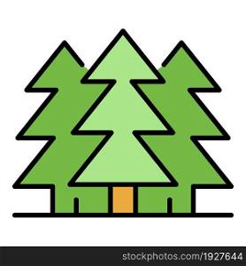Fir tree forest icon. Outline fir tree forest vector icon color flat isolated. Fir tree forest icon color outline vector