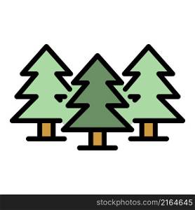 Fir tree forest icons set. Outline set of fir tree forest vector icons thin line color flat on white. Fir tree forest icon color outline vector