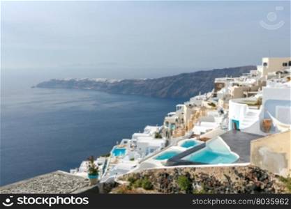 Fira. Aerial view of the city.. Aerial view of the traditional white houses of Fira. Santorini. Greece.
