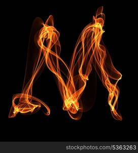 Fire ABC. M letter in fire illustration