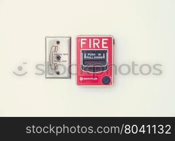 fire alarm notifier and pull down button (Vintage filter effect used)