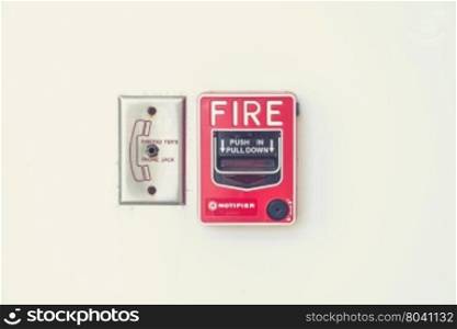 fire alarm notifier and pull down button (Vintage filter effect used)