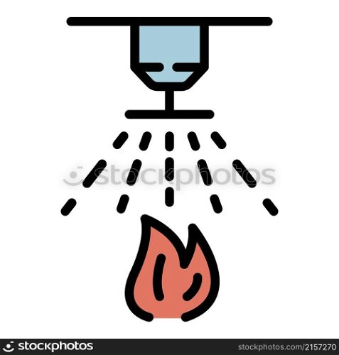 Fire building prevention icon. Outline fire building prevention vector icon color flat isolated. Fire building prevention icon color outline vector