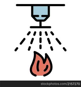 Fire building prevention icon. Outline fire building prevention vector icon color flat isolated. Fire building prevention icon color outline vector