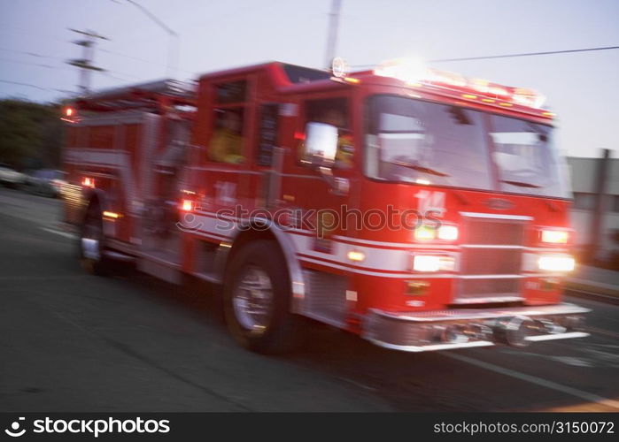 Fire engine on street (blur)