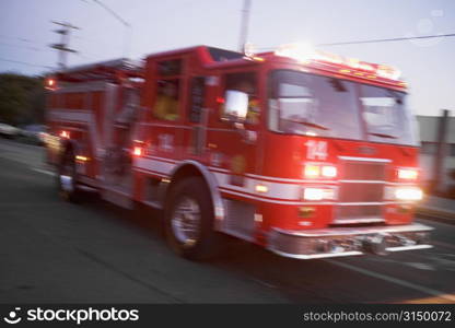 Fire engine on street (blur)