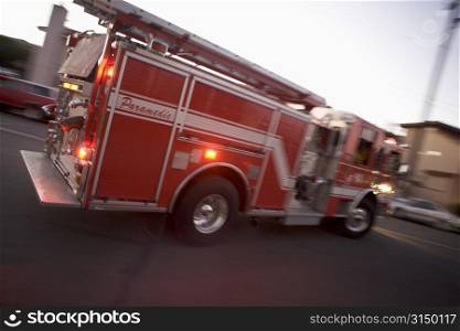 Fire engine on street (blur)