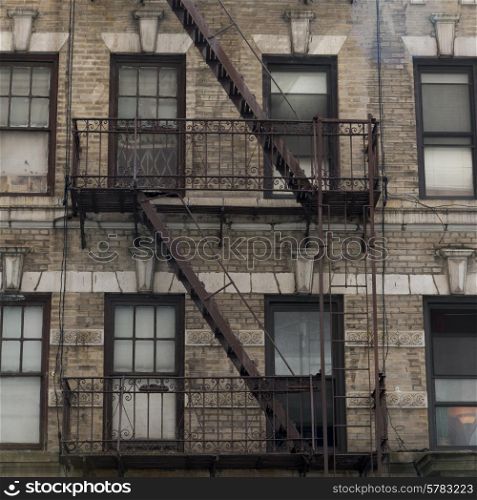 Fire Escape on exterior of a building, Midtown, New York City, New York State, USA