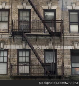 Fire Escape on exterior of a building, Midtown, New York City, New York State, USA