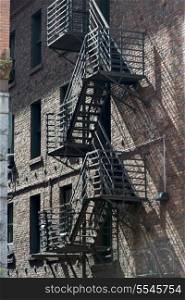 Fire escape on exterior of a building, Pioneer Square, Seattle, Washington State, USA