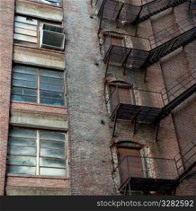 Fire escape on exterior wall in Boston, Massachusetts, USA