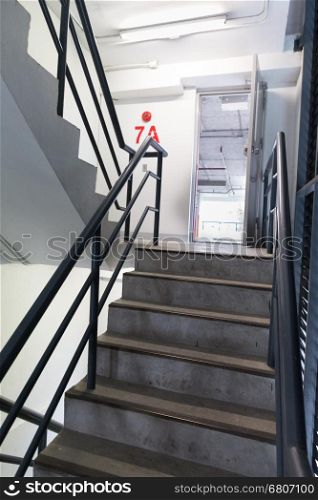 fire escape stair way in building - safety plan