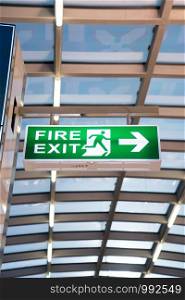 Fire exit sign at the airport