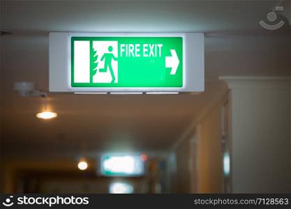 Fire exit sign in the apartment