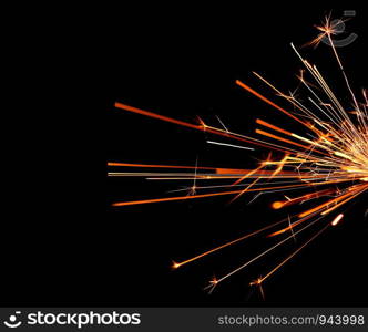 fire flames with sparks on black background