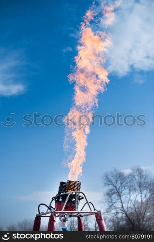 Fire from balloon flight. Burner