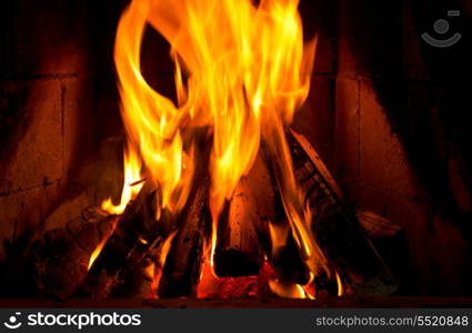 fire in a fireplace