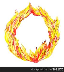 fire in circle isolated on a white background
