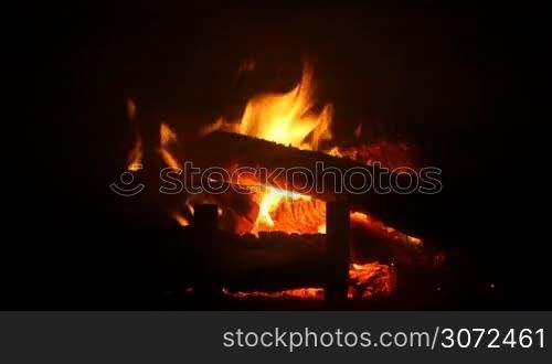 Fire in fireplace close-up