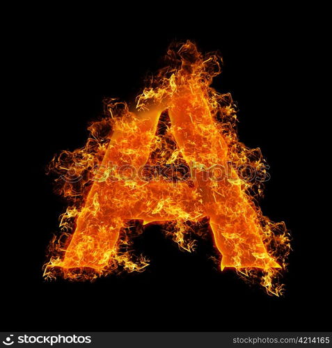 Fire letter A on a black background