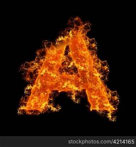 Fire letter A on a black background