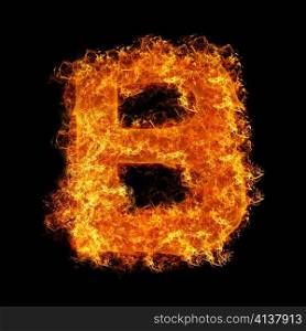 Fire letter B on a black background
