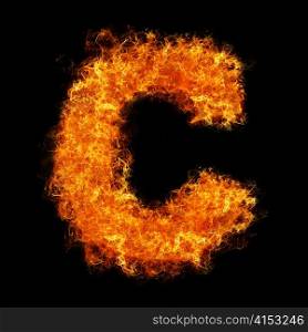Fire letter C on a black background
