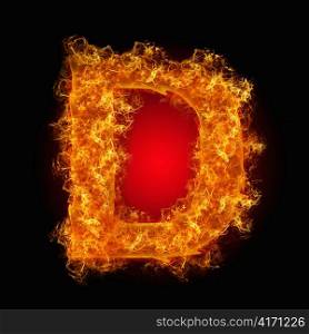 Fire letter D on a black background