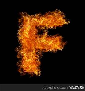 Fire letter F on a black background