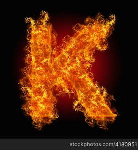 Fire letter K on a black background