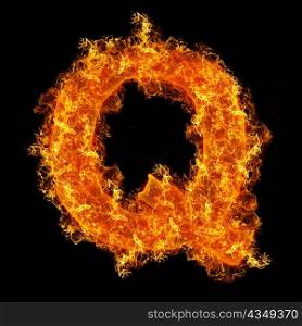 Fire letter Q on a black background