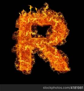 Fire letter R on a black background