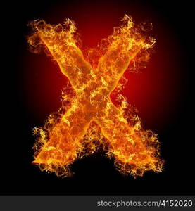 Fire letter X on a black background