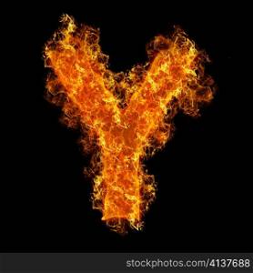 Fire letter Y on a black background