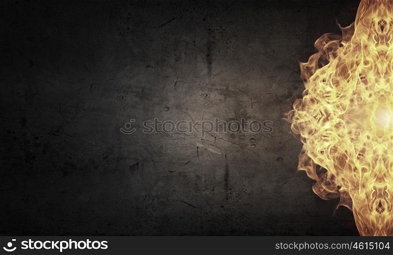 Fire outbreak on an abstract background from the sides. Abstract fiery threads