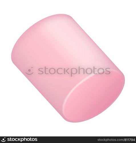 Fire pink marshmallow icon. Realistic illustration of fire pink marshmallow vector icon for web design isolated on white background. Fire pink marshmallow icon, realistic style